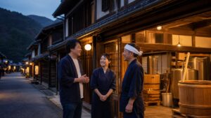 杉の森酒造のM&A事例をテーマに宿場町で酒蔵再生を話す地域チーム